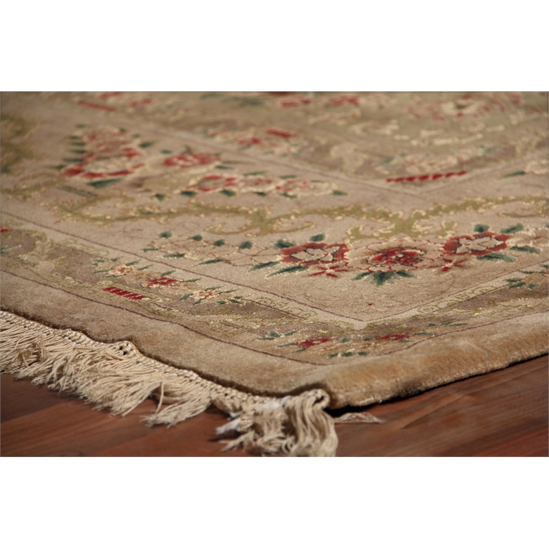 Super Fine Tabriz Hand-Knotted New Zealand Wool Ivory 9'x12' Area Rug