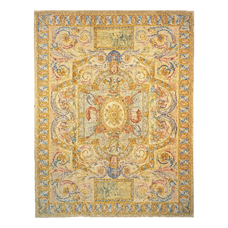 Super Fine Tabriz Hand-Knotted New Zealand Wool Cream 14'x20' Area Rug