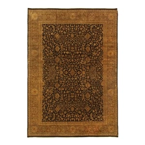 Super Fine Tabriz Hand-Knotted New Zealand Wool Black 15'x20' Area Rug