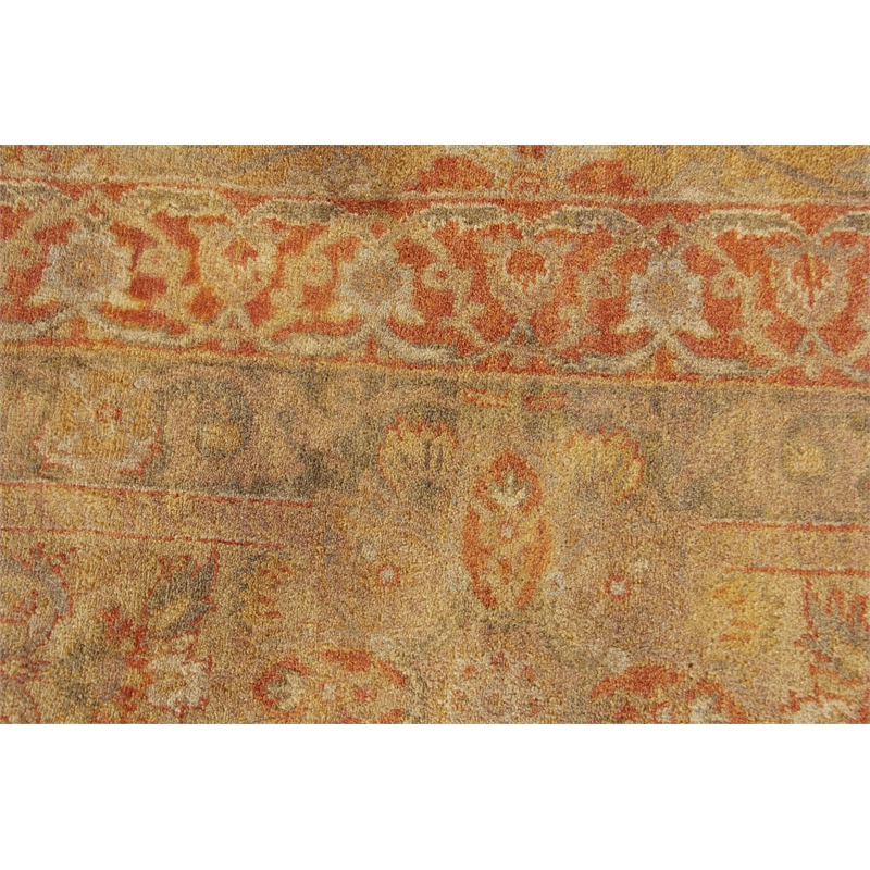 Super Mashad Hand-Knotted New Zealand Wool Light Gold/Gray 2'6