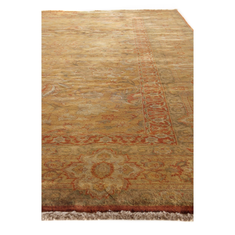 Super Mashad Hand-Knotted New Zealand Wool Light Gold/Gray 2'6