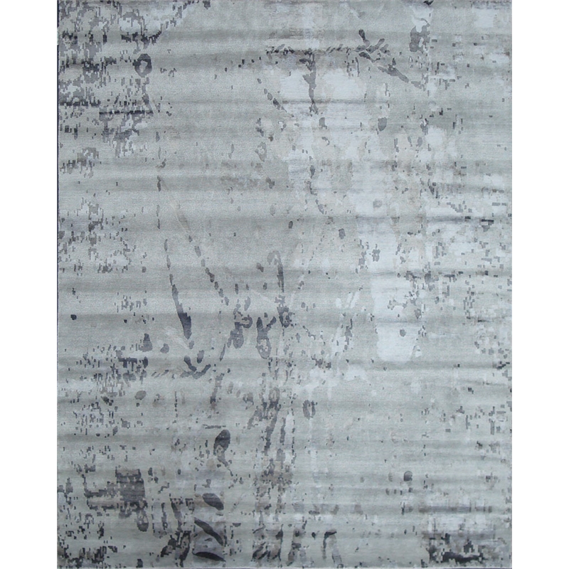 Super Tibetan Hand-Knotted Wool/Bamboo Silk Silver/Multi 9'x12' Area Rug
