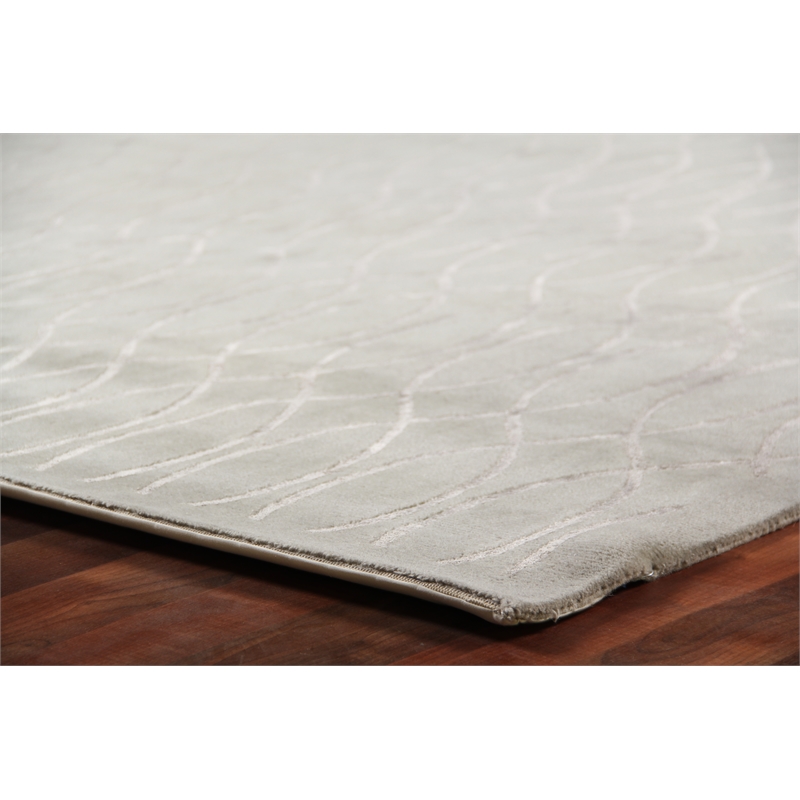 Super Tibetan Hand-Knotted Wool/Bamboo Silk Silver 8'x10' Area Rug