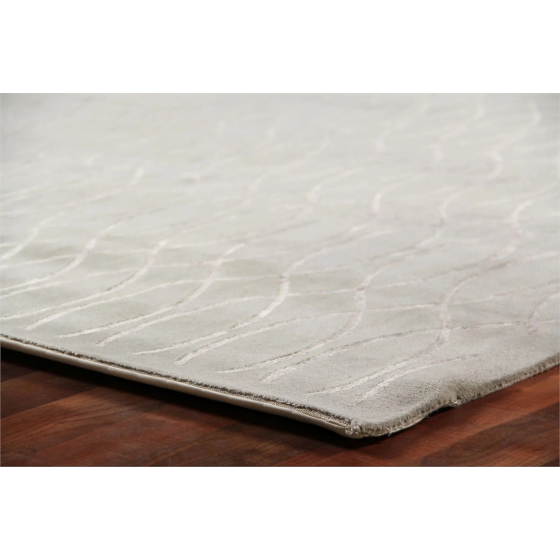 Super Tibetan Hand-Knotted Wool/Bamboo Silk Silver 8'x10' Area Rug
