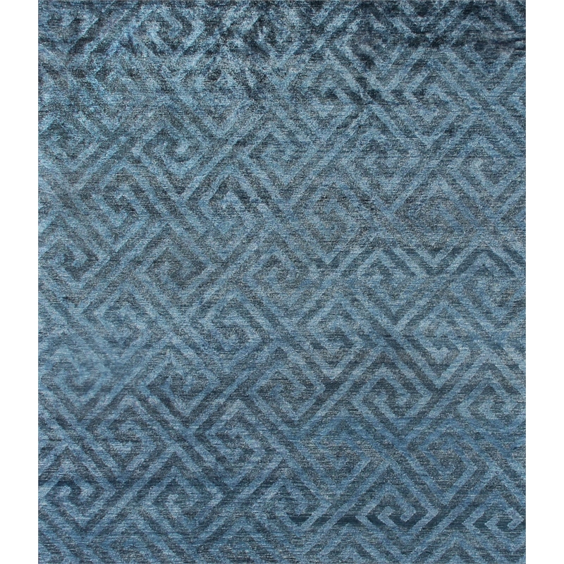 Super Tibetan Hand-Knotted Wool/Bamboo Silk Aqua Blue 12'x15' Area Rug