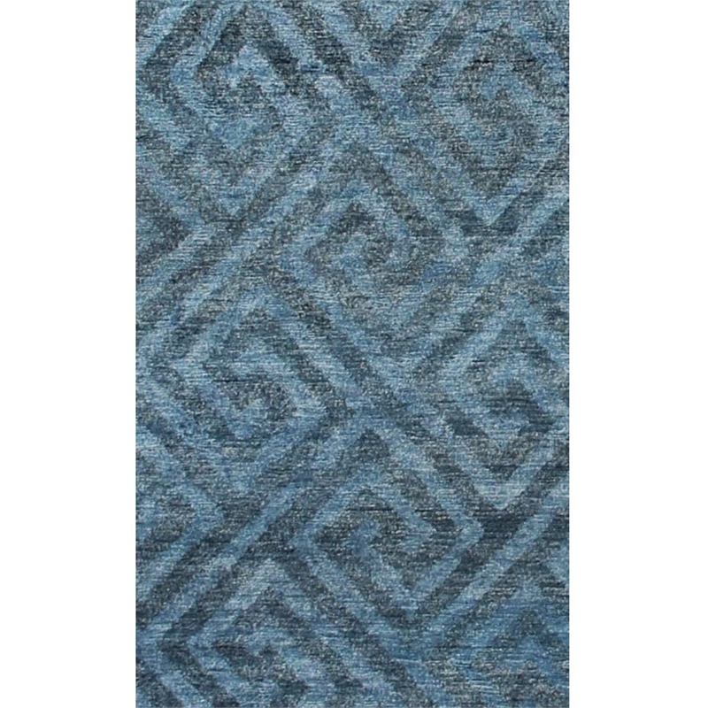 Super Tibetan Hand-Knotted Wool/Bamboo Silk Aqua Blue 12'x15' Area Rug