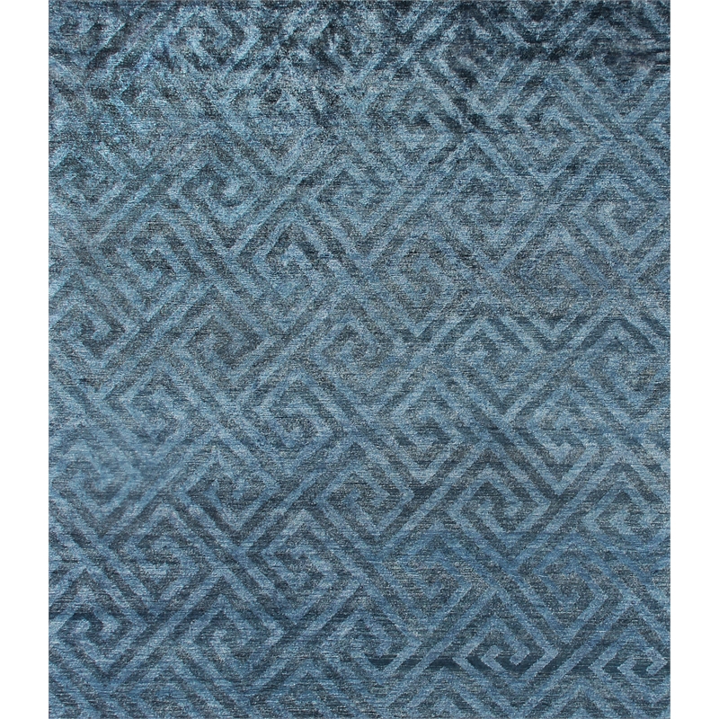 Super Tibetan Hand-Knotted Wool/Bamboo Silk Aqua Blue 12'x15' Area Rug