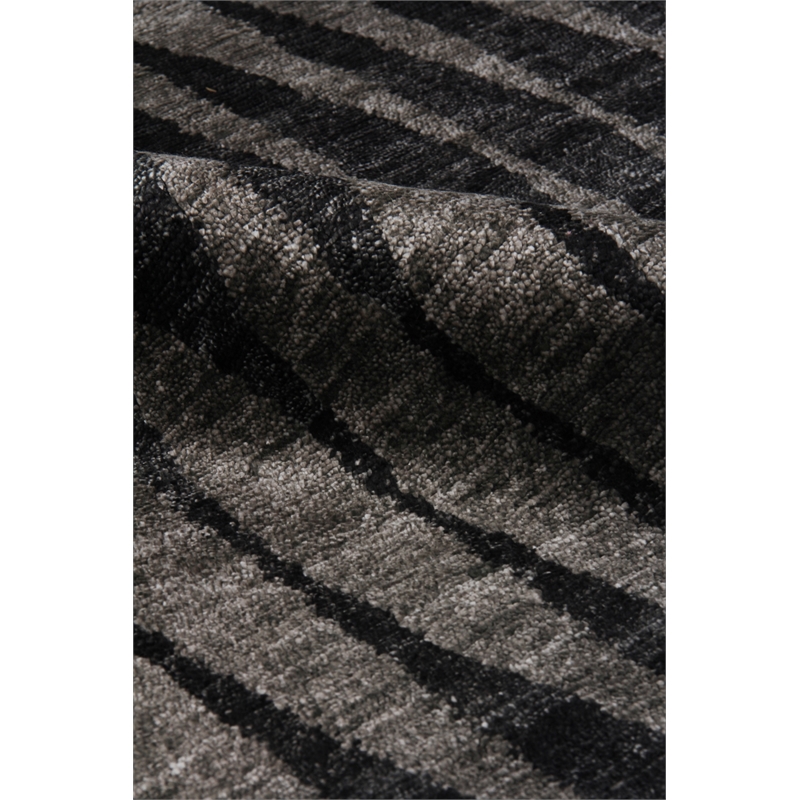 Super Tibetan Hand-Knotted Wool/Bamboo Silk Black/Gray 10'x14' Area Rug