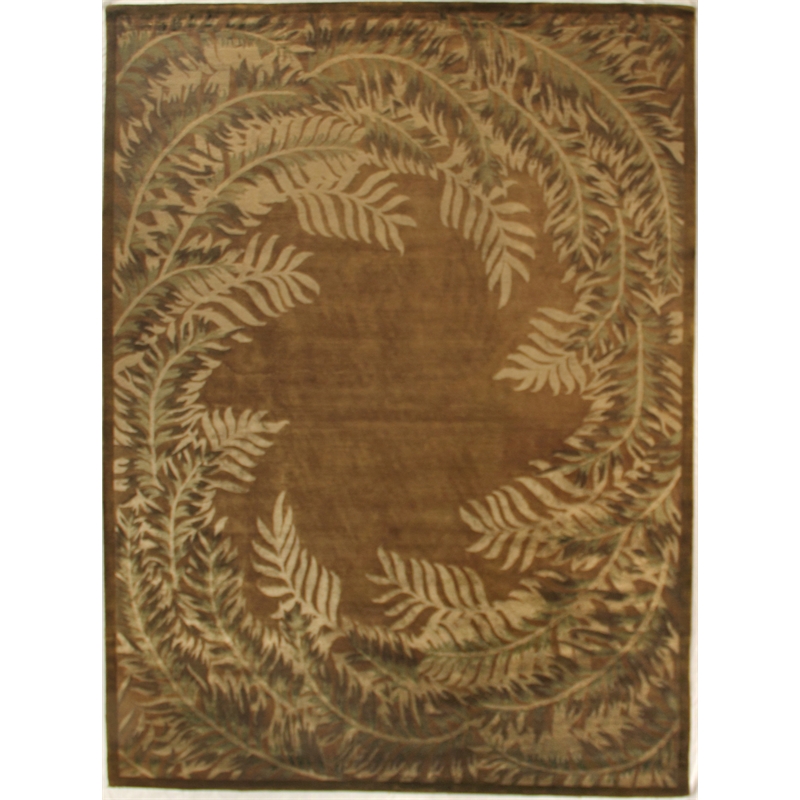 Super Tibetan Hand-Knotted Wool/Bamboo Silk Sage 9'x10' Area Rug