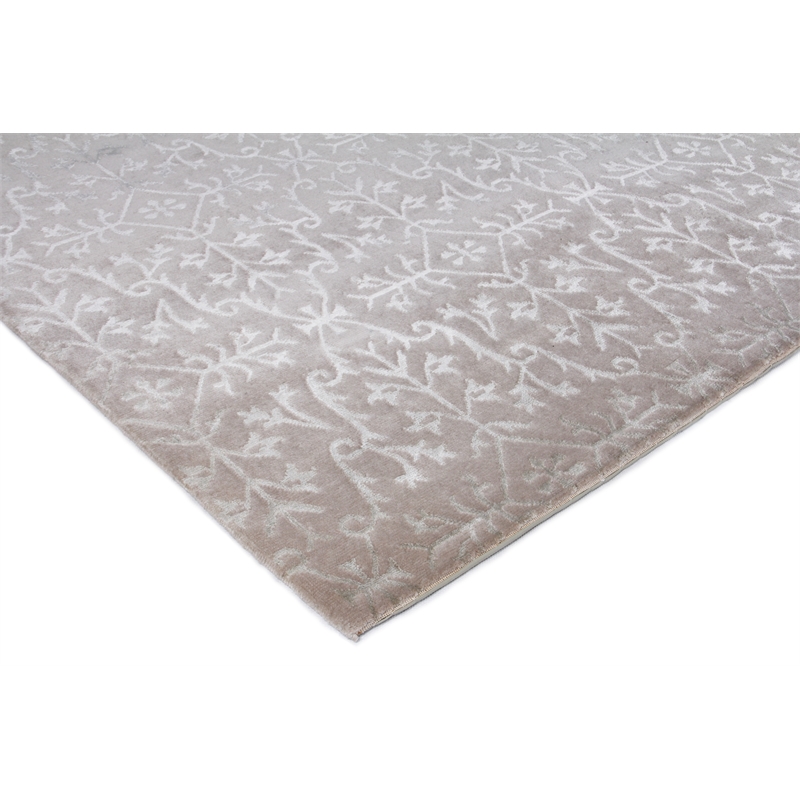 Super Tibetan Hand-Knotted Wool/Bamboo Silk Ivory 12'x15' Area Rug