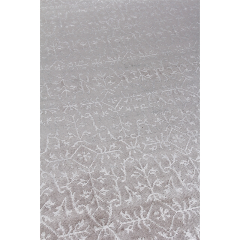 Super Tibetan Hand-Knotted Wool/Bamboo Silk Ivory 12'x15' Area Rug