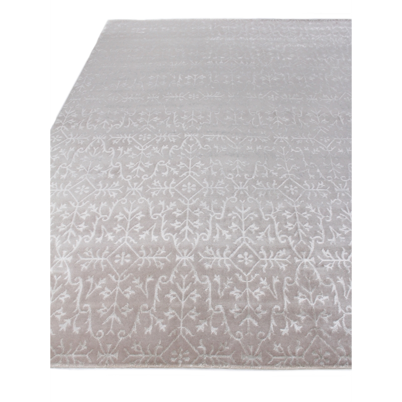 Super Tibetan Hand-Knotted Wool/Bamboo Silk Ivory 14'x18' Area Rug