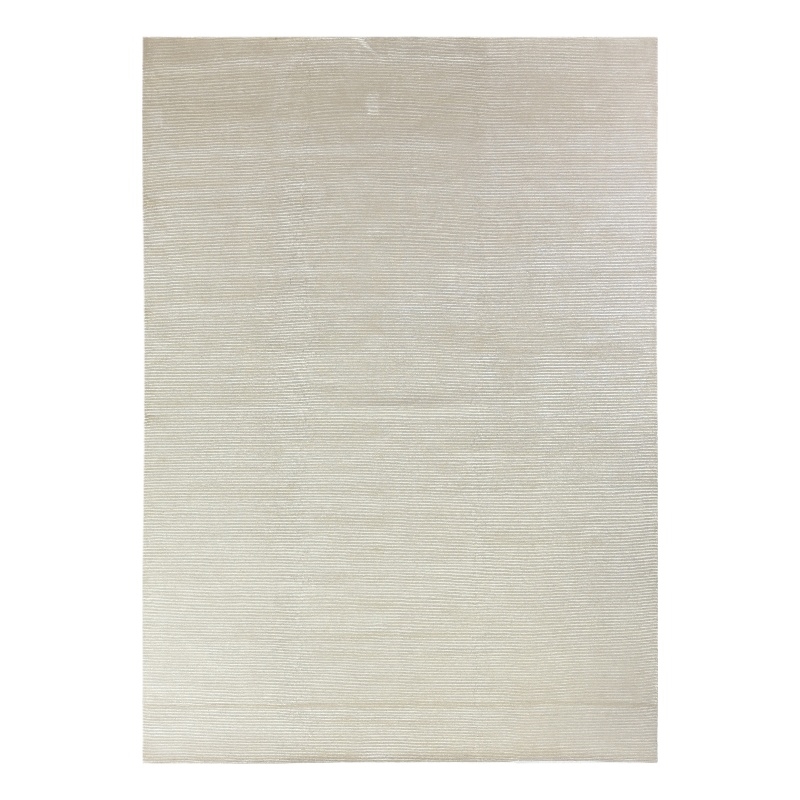 Super Tibetan Hand-Knotted Wool/Bamboo Silk Ivory 9'x12' Area Rug