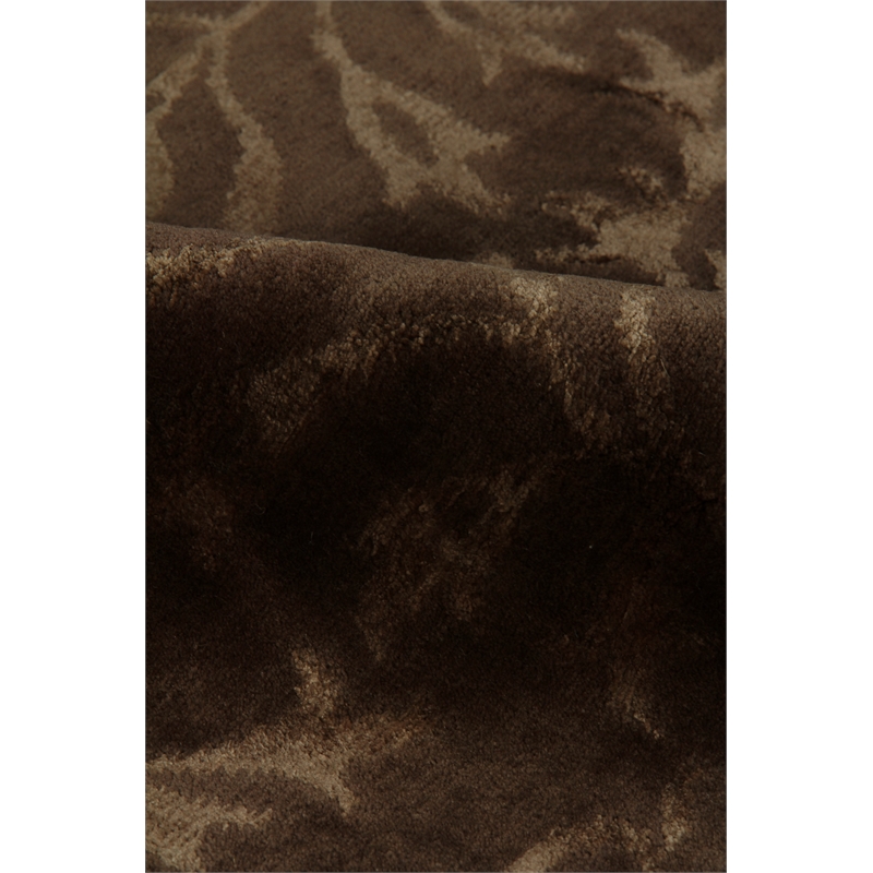 Super Tibetan Hand-Knotted Wool/Bamboo Silk Light Chocolate 6'x9' Area Rug