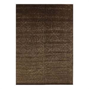 Super Tibetan Hand-Knotted Wool/Bamboo Silk Light Chocolate 6'x9' Area Rug
