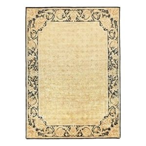 Super Tibetan Hand-Knotted Wool/Bamboo Silk Gold/Black 9'x12' Area Rug