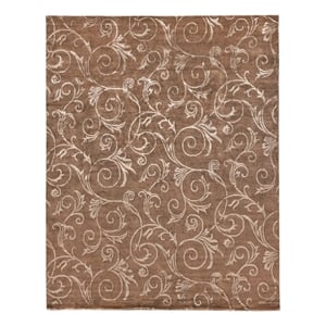 Super Tibetan Hand-Knotted Wool/Bamboo Silk Chocolate 8'6&quotx10'6&quot Area Rug