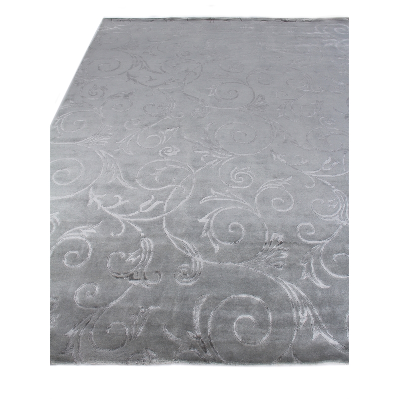 Super Tibetan Hand-Knotted Wool/Bamboo Silk Blue 9'x12' Area Rug