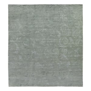 Super Tibetan Hand-Knotted Wool/Bamboo Silk Blue 9'x12' Area Rug