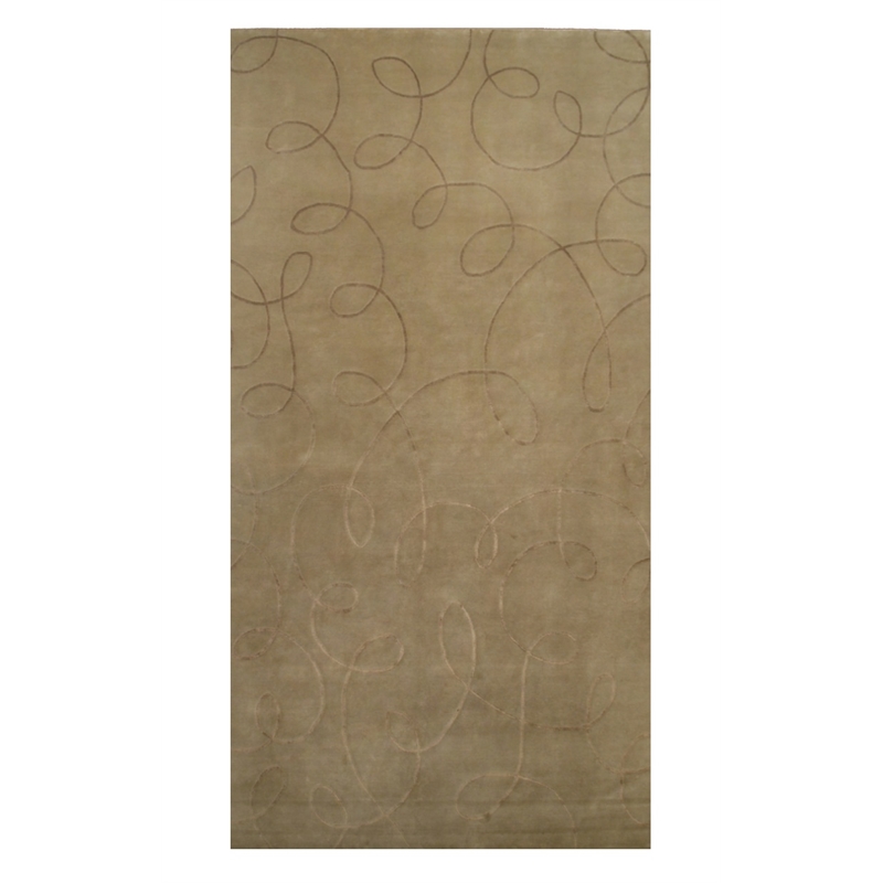 Super Tibetan Hand-Knotted Wool/Bamboo Silk Beige 8'x10' Area Rug