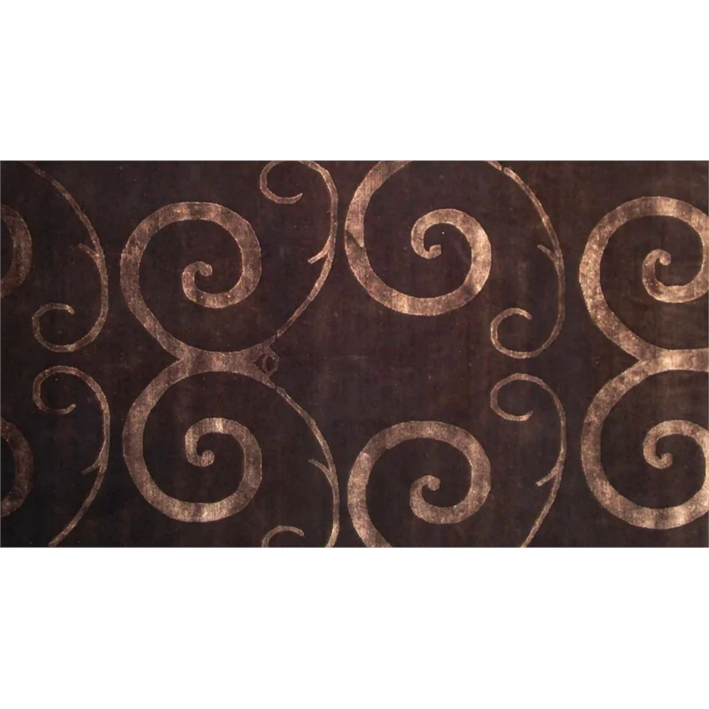 Super Tibetan Hand-Knotted Wool/Bamboo Silk Dark Chocolate 8'x10' Area Rug