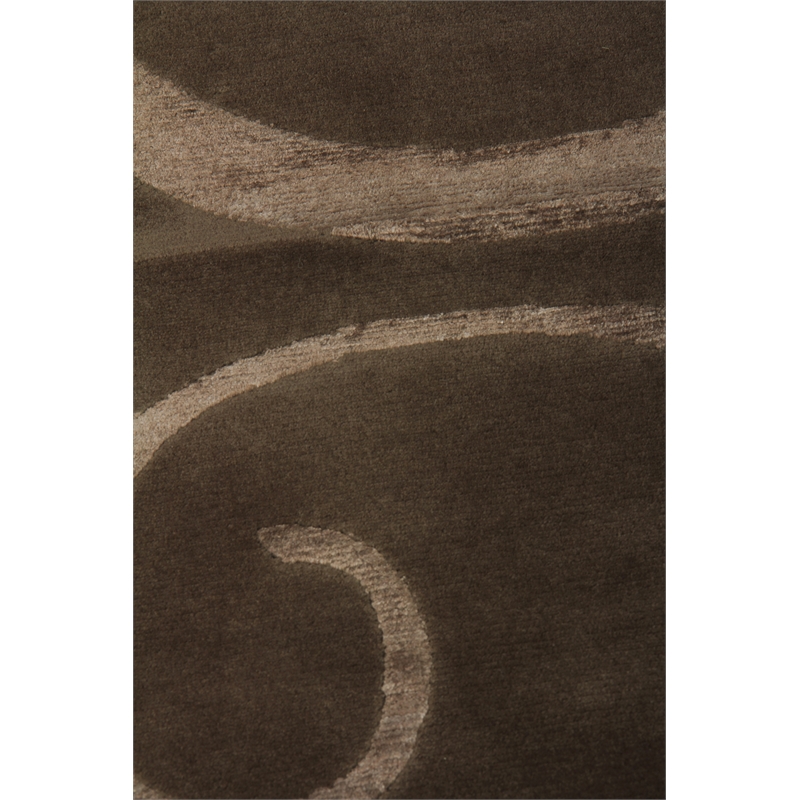 Super Tibetan Hand-Knotted Wool/Bamboo Silk Light Chocolate 9'x12' Area Rug