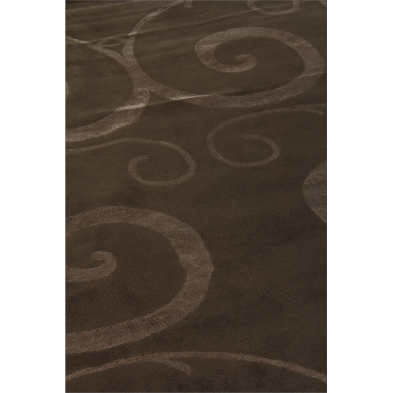 Super Tibetan Hand-Knotted Wool/Bamboo Silk Light Chocolate 9'x12' Area Rug