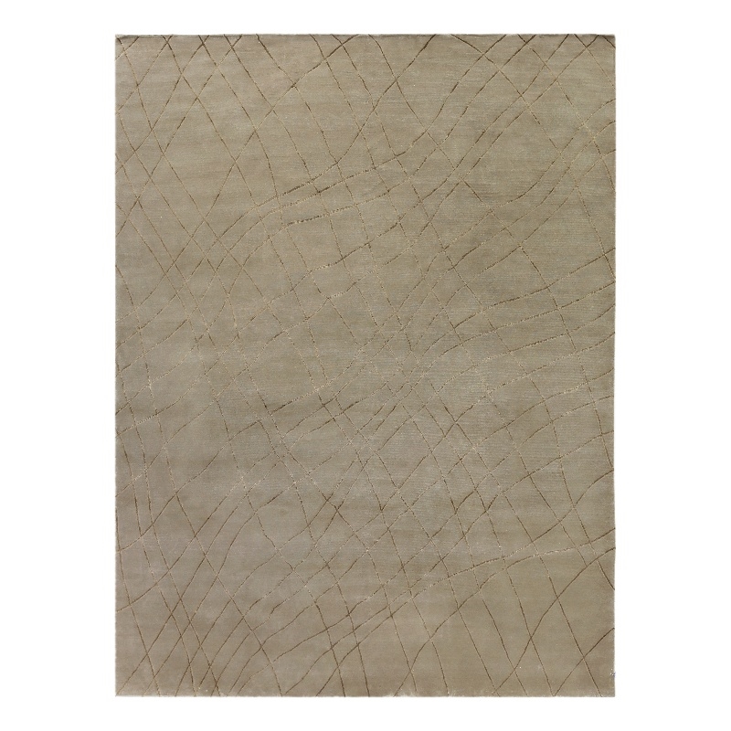 Super Tibetan Hand-Knotted Wool/Bamboo Silk Beige 8'x10'6