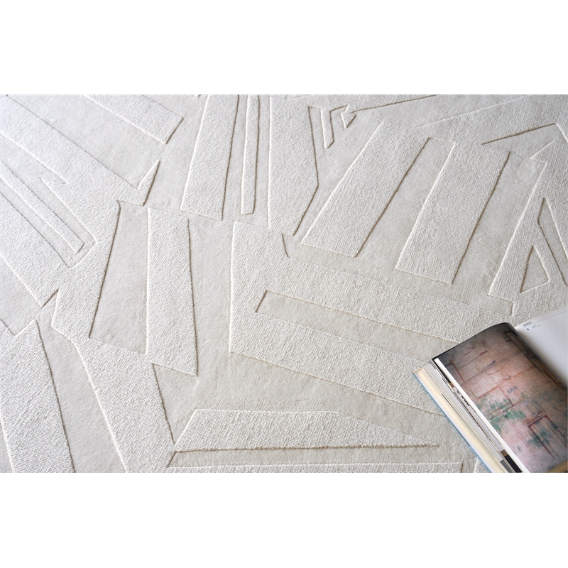 Tempo Handloomed New Zealand Wool Light Beige 9'x12' Area Rug