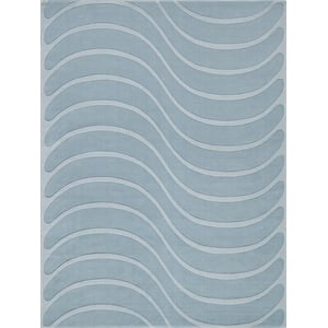 Tempo Handloomed New Zealand Wool Light Blue 9'x9' Round Area Rug