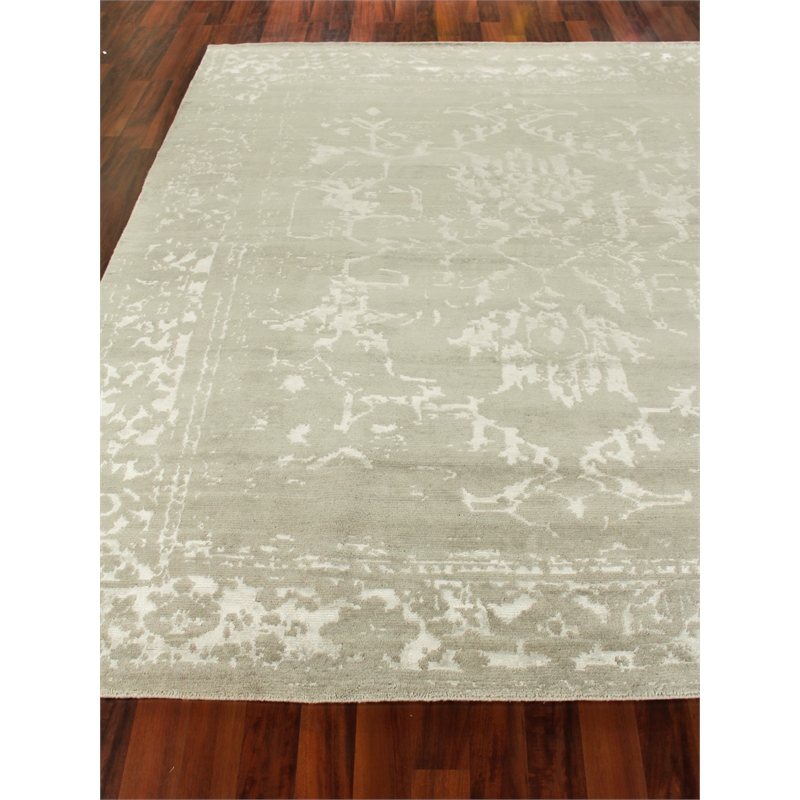 Terras Hand-Knotted Wool/Bamboo Silk Gray/Platinum 14'x18' Area Rug