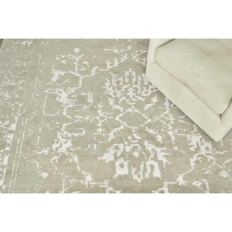 Terras Hand-Knotted Wool/Bamboo Silk Gray/Platinum 14'x18' Area Rug