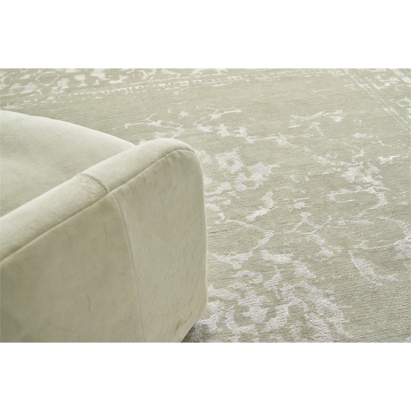 Terras Hand-Knotted Wool/Bamboo Silk Gray/Platinum 14'x18' Area Rug
