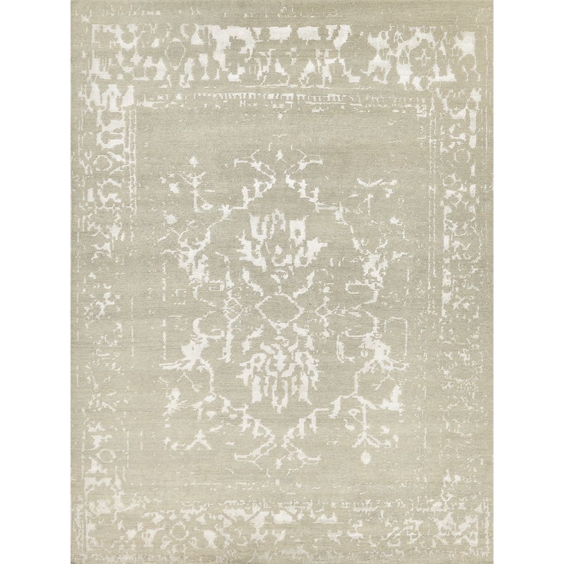 Terras Hand-Knotted Wool/Bamboo Silk Gray/Platinum 14'x18' Area Rug