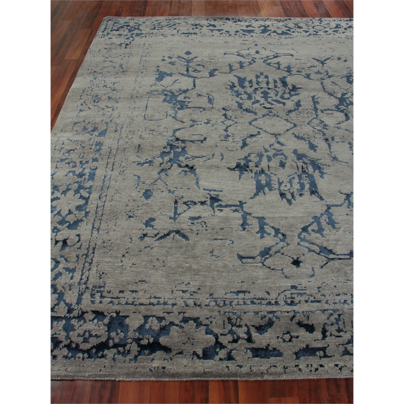 Terras Hand-Knotted Wool/Bamboo Silk Gray/Blue 8'x10' Area Rug