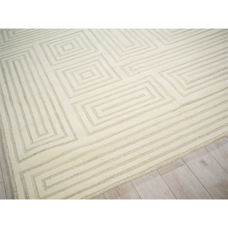 Teton Hand-Tufted New Zealand Wool Cream/Ivory 6'x9' Area Rug