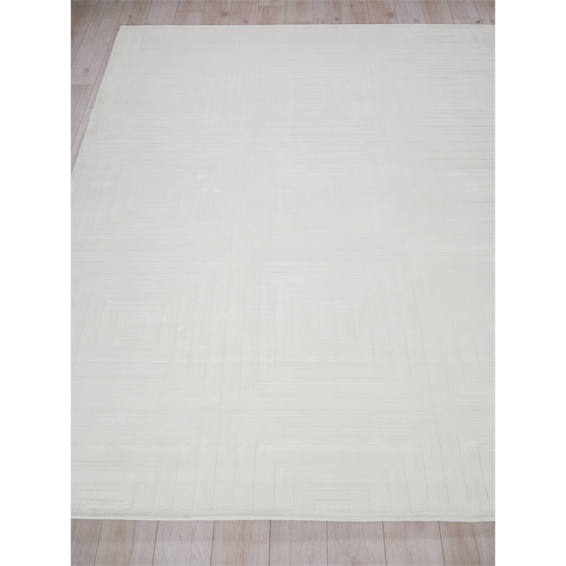 Tovello Modern Handloomed Silky Nylon White 8'x10' Area Rug