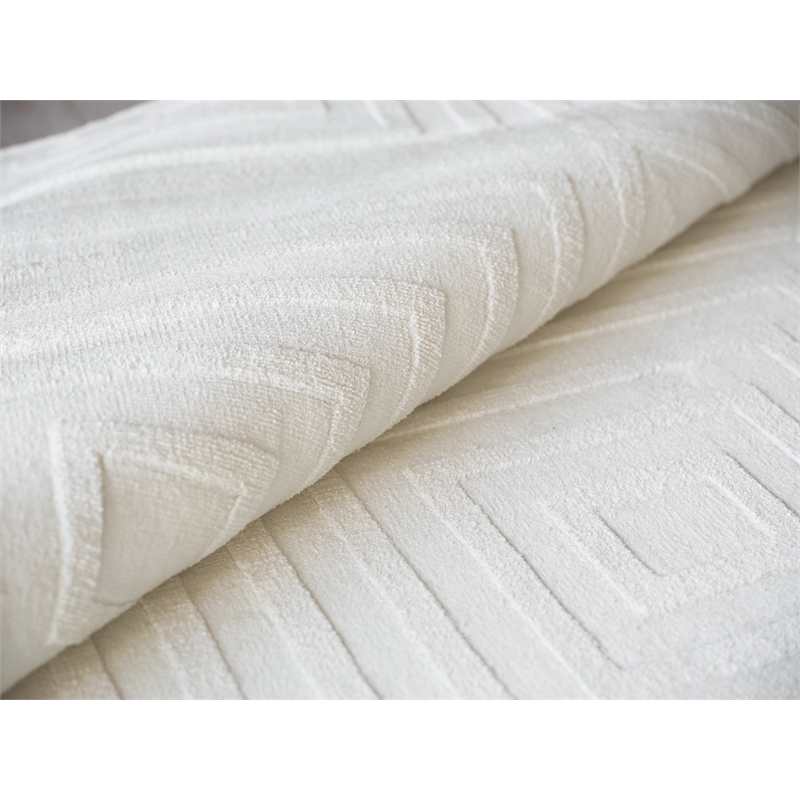 Tovello Modern Handloomed Silky Nylon White 8'x10' Area Rug