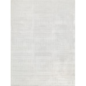 Tovello Modern Handloomed Silky Nylon White 8'x10' Area Rug