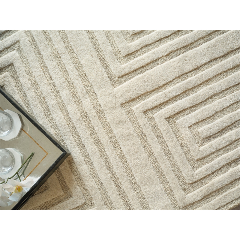 Teton Hand-Tufted New Zealand Wool Cream/Ivory 9'x12' Area Rug