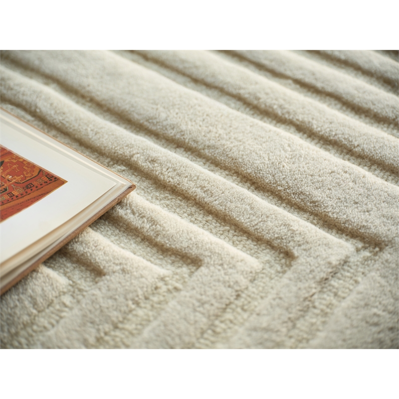Teton Hand-Tufted New Zealand Wool Beige/Ivory 6'x9' Area Rug