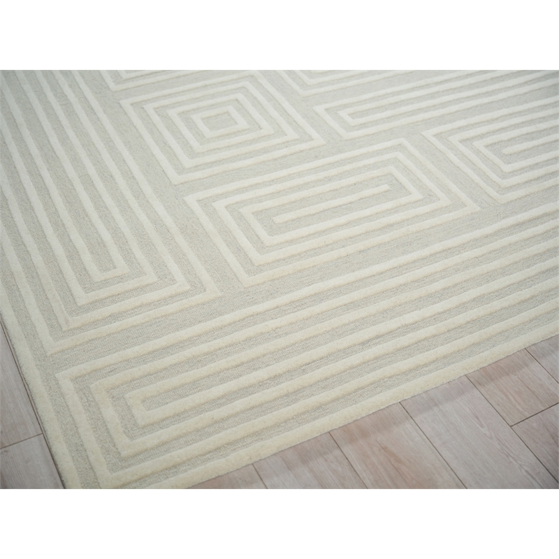 Teton Hand-Tufted New Zealand Wool Silver/Ivory 4'x6' Area Rug