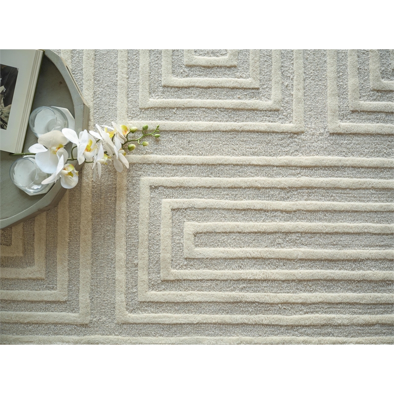Teton Hand-Tufted New Zealand Wool Silver/Ivory 4'x6' Area Rug