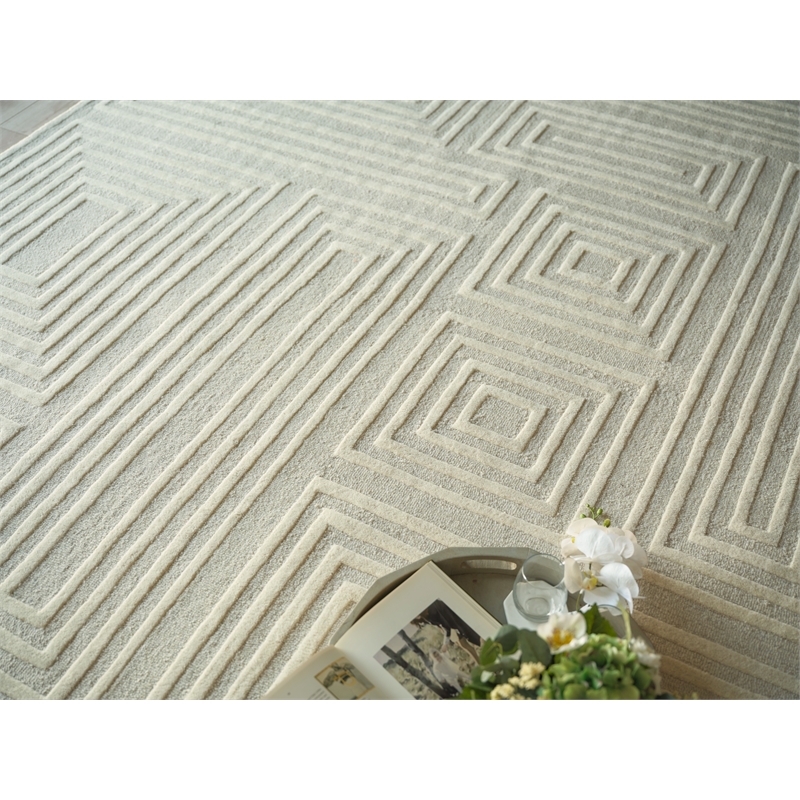 Teton Hand-Tufted New Zealand Wool Silver/Ivory 4'x6' Area Rug