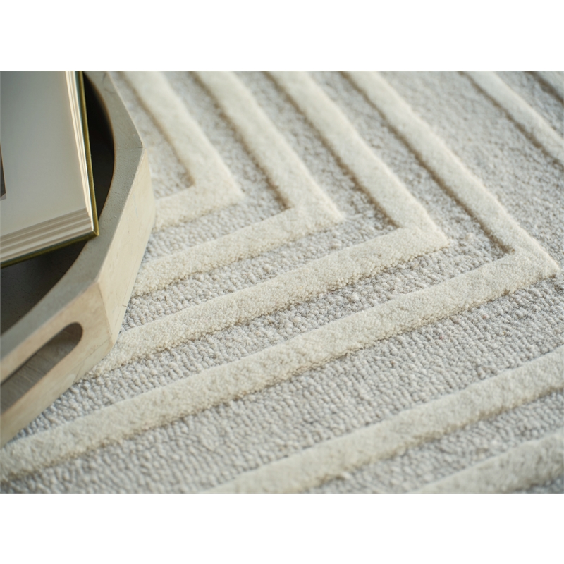 Teton Hand-Tufted New Zealand Wool Silver/Ivory 4'x6' Area Rug