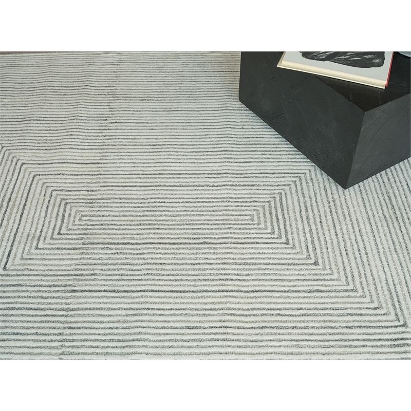 Teton Hand-Tufted New Zealand Wool Gray/Ivory 9'x12' Area Rug