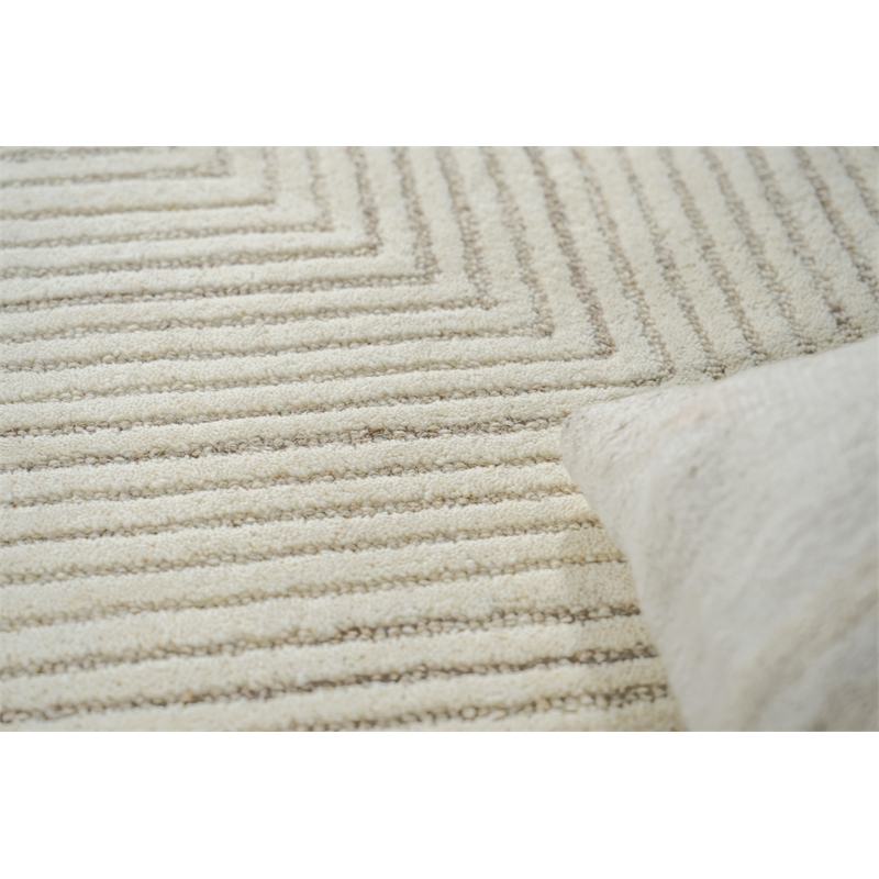 Teton Hand-Tufted New Zealand Wool Beige/Ivory 6'x9' Area Rug