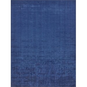 The Blues Handloomed Bamboo Silk Navy 8'x10' Area Rug