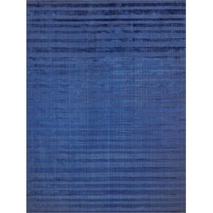 The Blues Handloomed Bamboo Silk Navy 8'x10' Area Rug