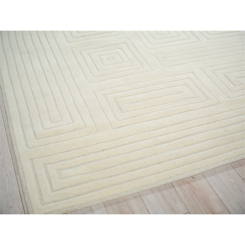 Teton Hand-Tufted New Zealand Wool Silver/Ivory 6'x9' Area Rug